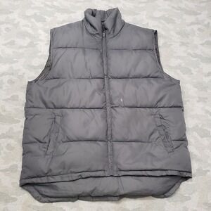 Sportier Puffer Down Vest Mens XL Gray Full Zip Pockets